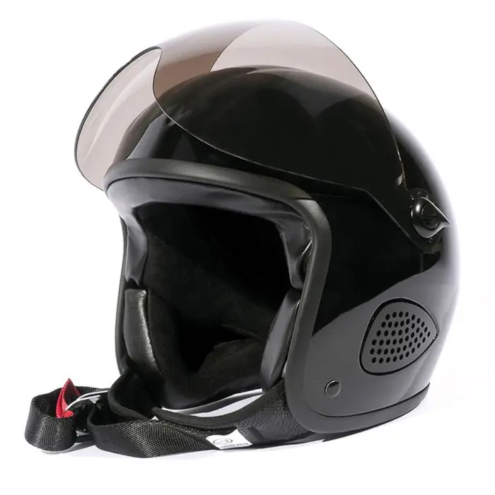 Preiswert Bores Gensler KULT Motorrad Jethelm mit Visier ECE 22.05 Schwarz Glanz - 2XS bis 3XL