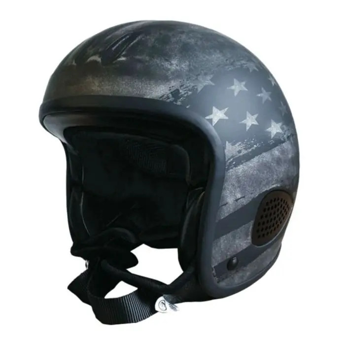 Bores Gensler KULT Motorrad Jethelm ECE 22.05 Dekor USA Grau Matt - 2XS bis 3XL Schnäppchen