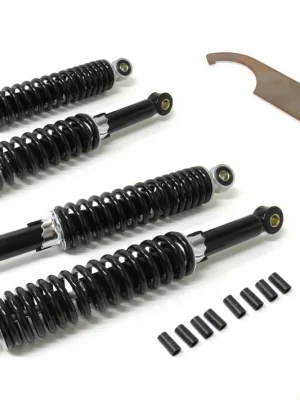Top-Angebot 4x Stoßdämpfer Schwarz 31cm + Einstellschlüssel Set für Simson Duo Schwalbe Star SR4-2