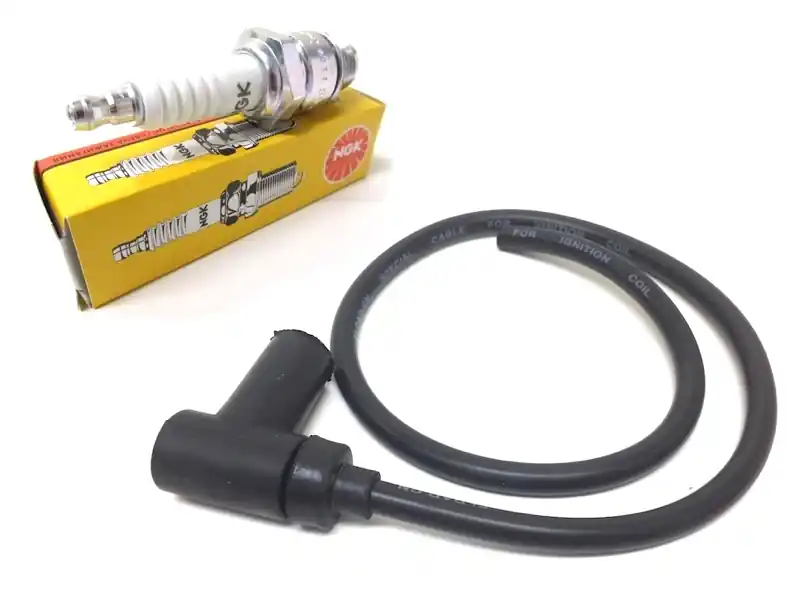 NGK B9ES Zündkerze Set mit Zündkabel und Stecker für Piaggio Derbi Roller Neue Kollektion