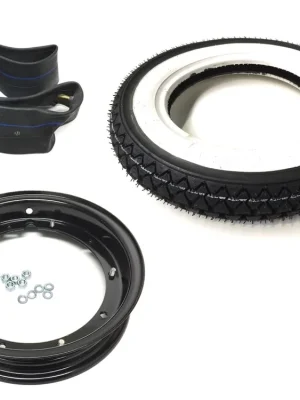Weißwand Komplettrad Schwarz 3.00-10 inkl. Felge & Reifen für Vespa Garantierte Lieferung