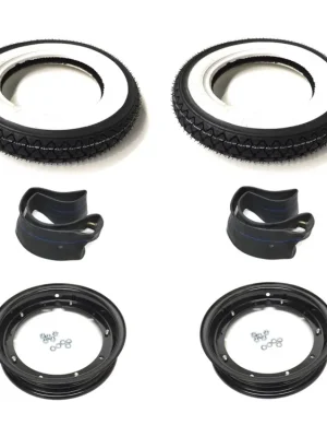 Weißwand Reifen Komplett Radsatz 3.00-10 Schwarz für Vespa PK XL2 V50 N Special Sonderaktion