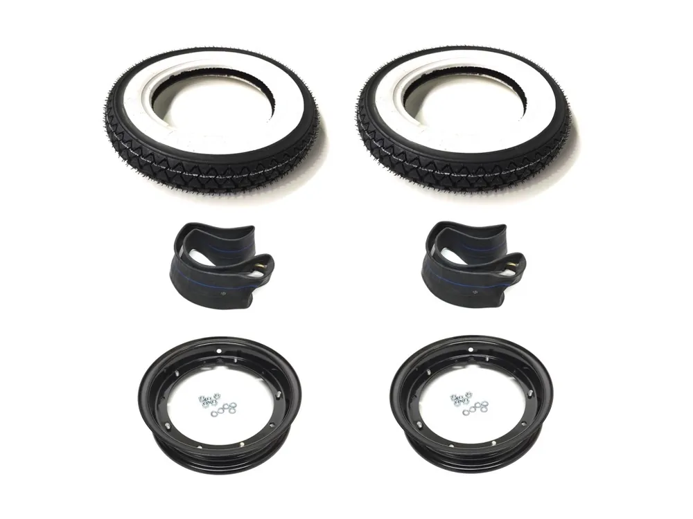 Weißwand Reifen Komplett Radsatz 3.00-10 Schwarz für Vespa PK XL2 V50 N Special Sonderaktion