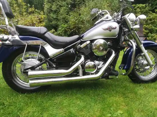 Falcon Double Groove Komplettanlg. / ohne KAT / poliert / Kawasaki VN 800 Custom + Classic / EG-BE Billig