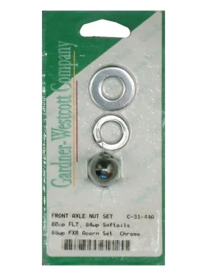 Achsmutter Kit Acron, Vorderrad, Chrom, für Harley-Davidson FL, FXST, XL 73-99 Finale Aktion