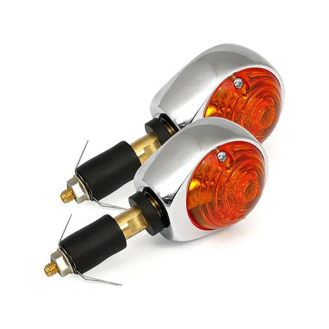 Ochsenaugen Blinker Chrom, orange Linse für Harley-Davidson mit E-Prüfzeichen Neu Im Sortiment