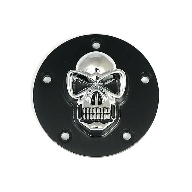 Top-Angebot 3D Skull Zündungsdeckel Chrom - Schwarz f. Harley - Davidson Twin Cam 99 - heute