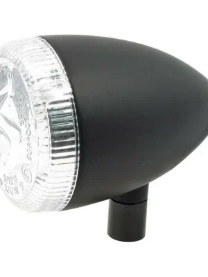 3-1 Blinker Bullet Schwarz klare Linse f. Harley-Davidson m. E-Zeichen m. Halter Schneller Versand