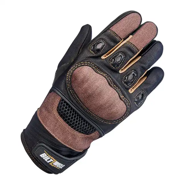 Abverkauf Biltwell Bridgeport Motorrad Handschuhe Braun Schwarz Größe S CE geprüft