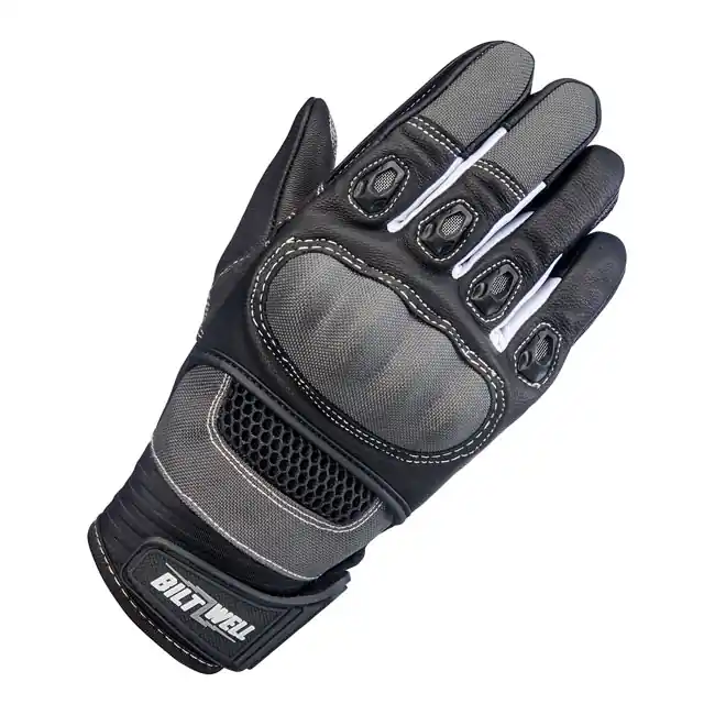 Biltwell Bridgeport Motorrad Handschuhe Grau Schwarz Größe M CE geprüft Garantierte Lieferung