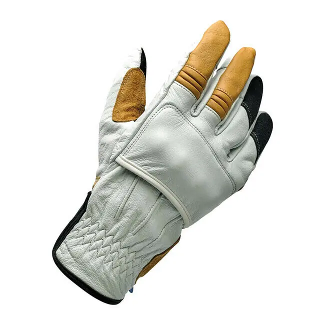 Biltwell Belden Motorrad Handschuhe, Leder, grau, Größe S CE geprüft! Aktuell