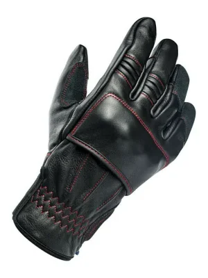 Biltwell Belden Motorrad Handschuhe, Leder, schwarz-rot, Größe S CE geprüft! Billig