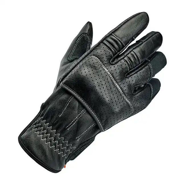 Biltwell Borrego Motorrad Handschuhe, Leder, schwarz-grau, Größe XL CE geprüft Abverkauf