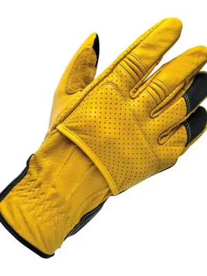 Biltwell Borrego Motorrad Handschuhe, Leder, Gelb-Schwarz, Größe XS CE geprüft! Günstig