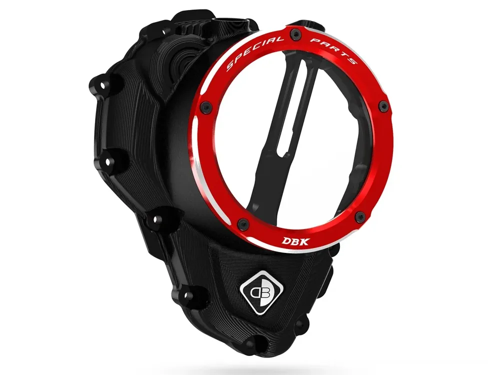 DBK Special Parts CCDV11 - Triumph BLACK-RED KLARER KUPPLUNGSDECKEL ÖLBAD 3D-EVO passend für Triumph Speed Triple 1200 RR/RS - Modelle (2021-2024) Beliebt