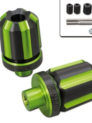 Daytona - Lenkerenden / Lenkergewichte "GROOVE" grün - schwarz eloxiert 7/8"+1" Lenker mit Ø 14-19 mm Paar ALU Lenkerenden Lenkergewichte Geprüft